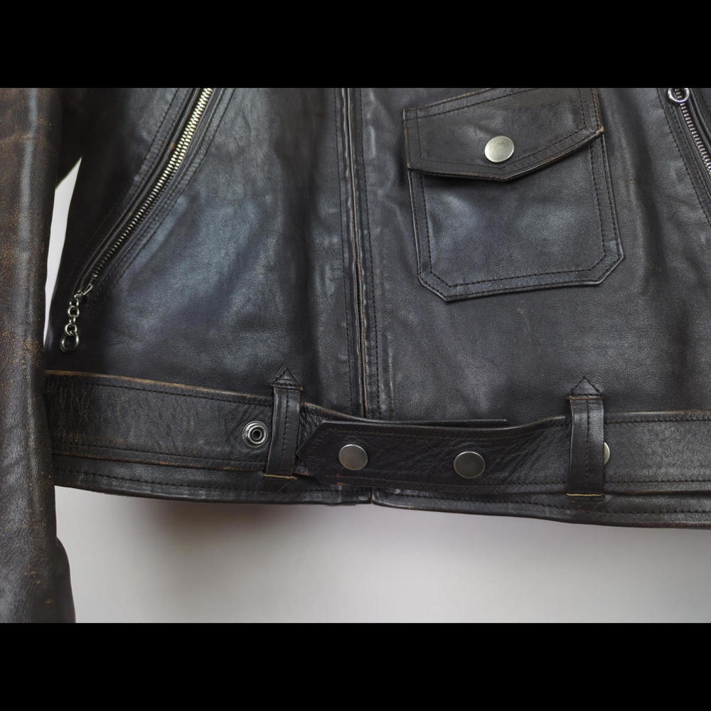 [SOLD] MAISON MARGIELA Men's Sz IT54 US 42 L Black Leather Perfecto Jacket Italy - Picture 9 of 12